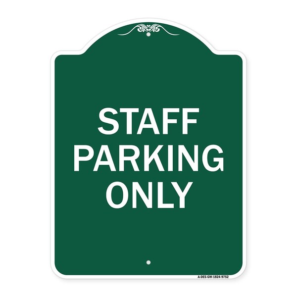 Signmission Staff Parking Only Heavy-Gauge Aluminum Architectural Sign, 24" x 18", GW-1824-9752 A-DES-GW-1824-9752 - main
